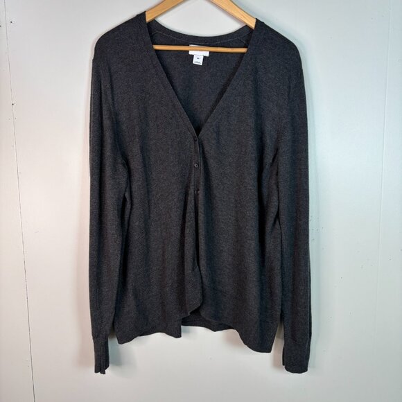 Old Navy Cardigan XXL Charcoal Gray V-Neck Button-Front Lightweight Cotton Blend - Picture 1 of 8